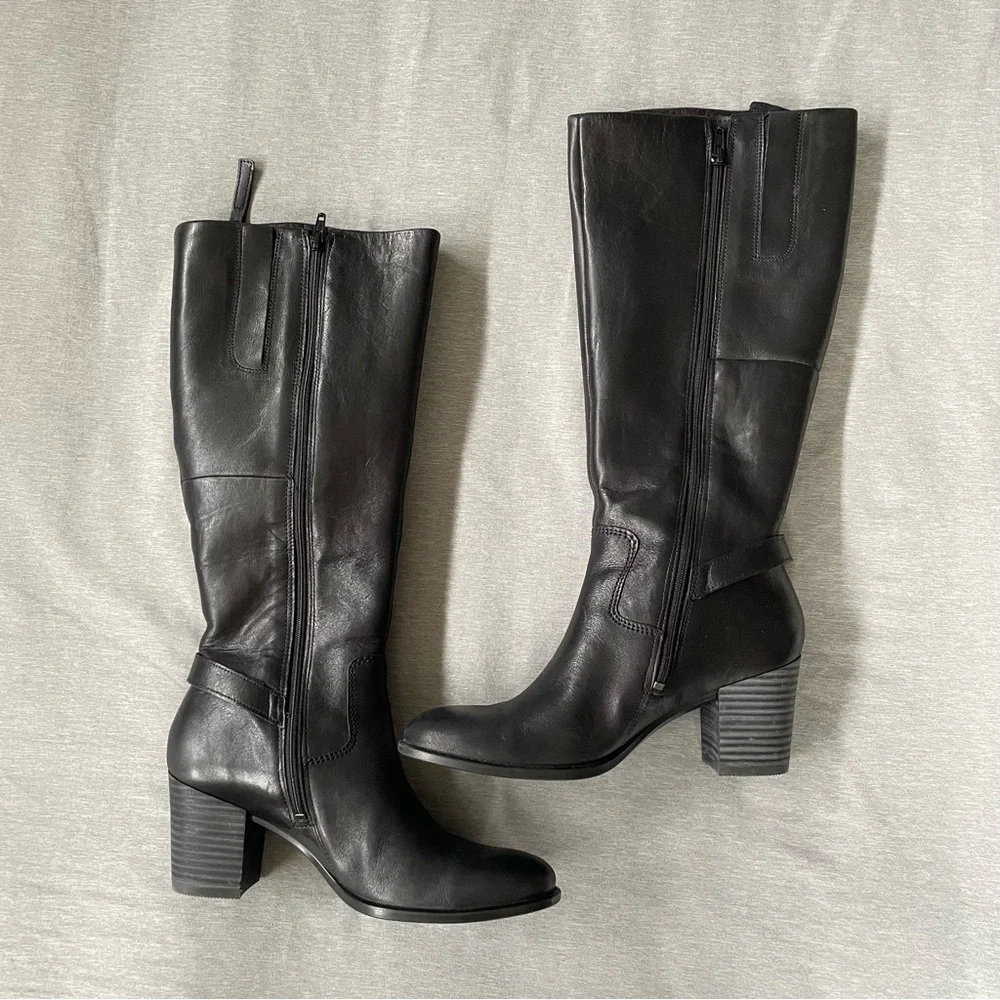 Ecco Black Leather Boots Women Size US 8-8 1/2 (39) - Picture 3 of 16
